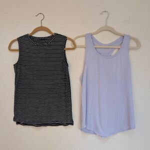 Lululemon Tank Tops set of 2 Purple & Black/White Stripes Size 6 - medium